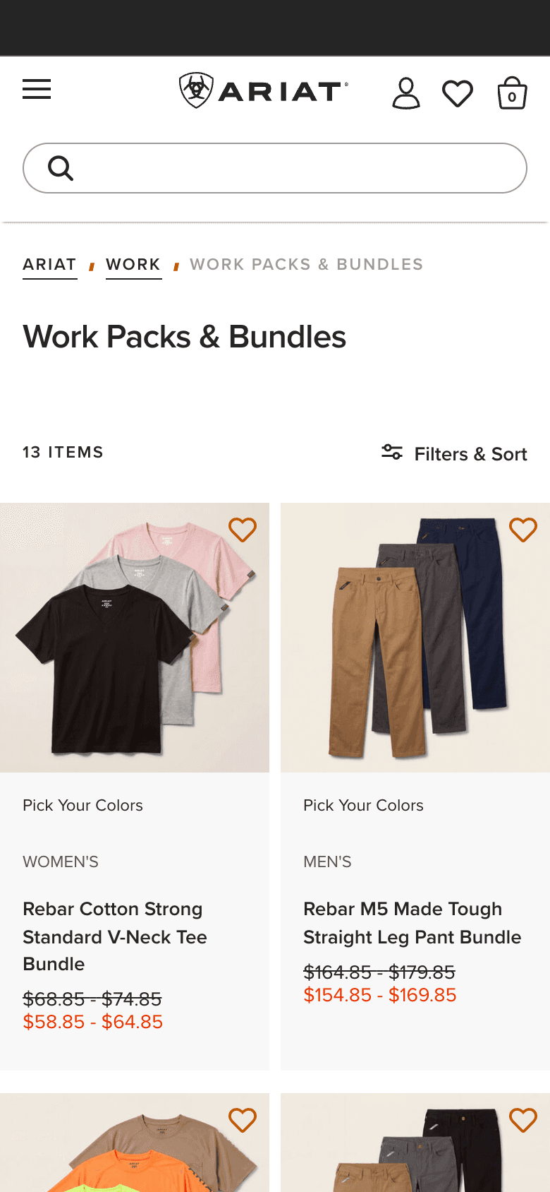 Ariat Work Packs and Bundles mobile collection page